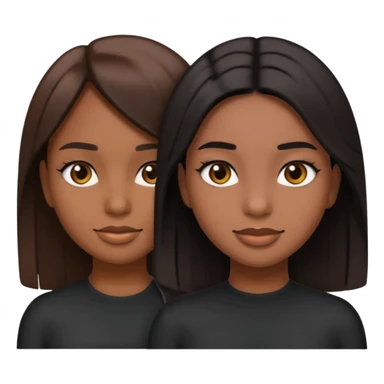 generate a strait and brown haired girl turning into a black and strait haired girl emoji sticker