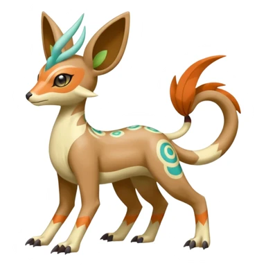 Tribal Colorful Exotic Fionbri-Trico-Kalon-Falvie-Vernid-Meloetta-Pokémon-Fakémon-Digimon-Spectrobe-hybrid-fusion, full body sticker