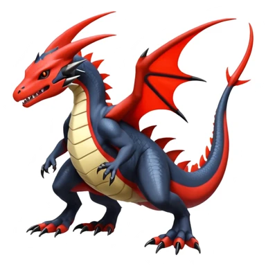 Handsome cool badass edgy Latias-Salandit-Gabite-Garchomp-Giratina-Pokémon-Fakémon-fusion-hybrid-creature, full body sticker