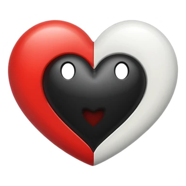 Half Black and half white heart sticker