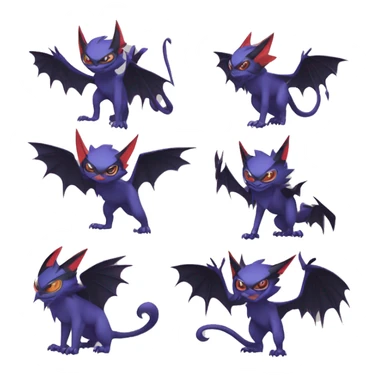 Edgy Cool Kawaii Litten-Noivern-Noibat-Absol-Pokémon Full Body sticker