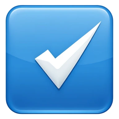 Make Make a symbol with a tilted blue colored square with a tick mark inside it in the middle. Make the edge of the square sharp. Make it normal tilt square and normal tick in the middle sticker