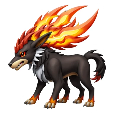 Futuristic volcanic elemental badass cool tough evil Houndoom-Entei-Houndour-Genesect-Pokémon-Fakémon-hybrid-creature sticker