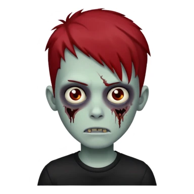 boy zombie with red and black hair  hair emo dark brown eyes and the hair With blackshirt  sticker