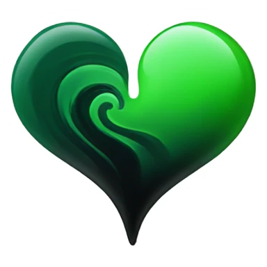 Half black and half Green swirl heart sticker