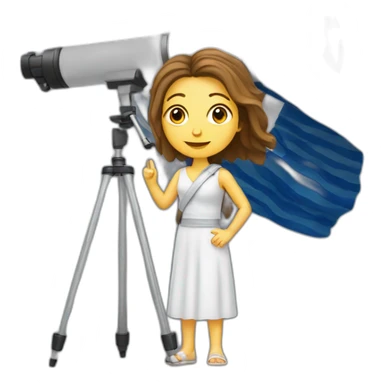 Woman with Greek flag and astronomy telescope sticker