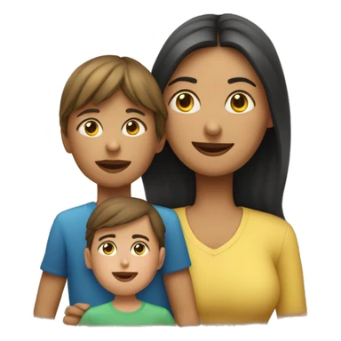 Familia de madre con un niño y una niña sticker
