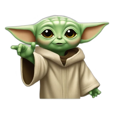 baby yoda with hand up stop sticker