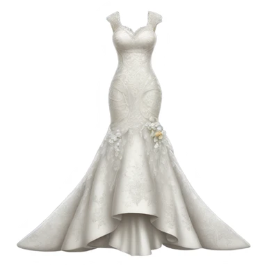Hyper Realistic ornate Wedding dress displays fish tail sticker