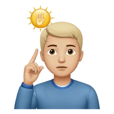 man looking up to the top right, index finger touching his temple, thinking pose
 sticker