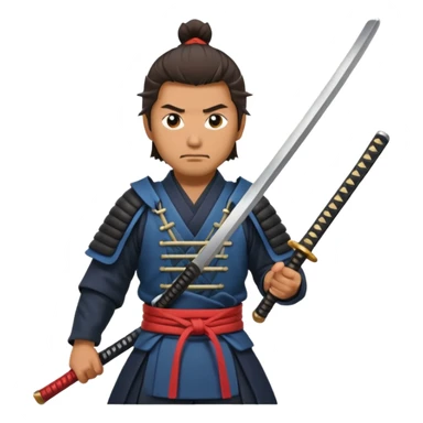 man samurai holds katana, still pose. sticker