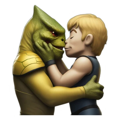 Captain Kirk kissing a Gorn sticker