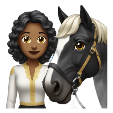 Julia avec son cheval noir éclair sticker