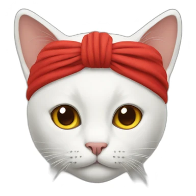 cat with red headband below ears sticker