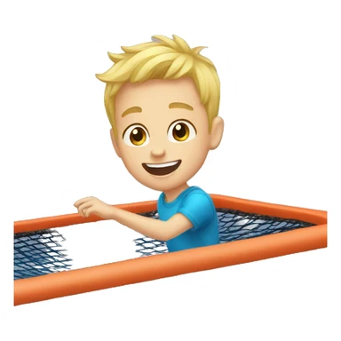 Cute Boy blond hair on trampoline sticker