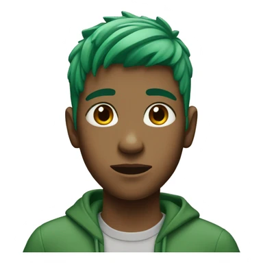 teenager with green hair in the front, brown medium size sticker