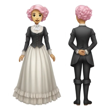 a white woman in Victorian  pink hair, full body  sticker