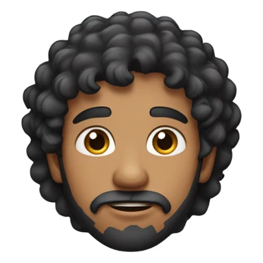 indian guy with curly black hair, a patchy beard sticker
