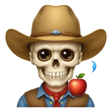 The apple skull, cowboy, and shushing emoji combined into one sticker