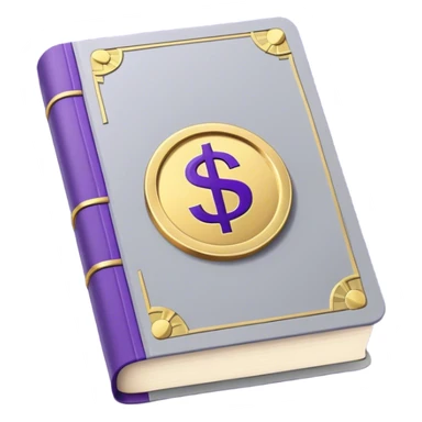 A gray book with royal purple details, gold lettering, and andollar sign, or split path on the cover, radiating financial wisdom, strategic wealth-building, and mindset transformation. sticker