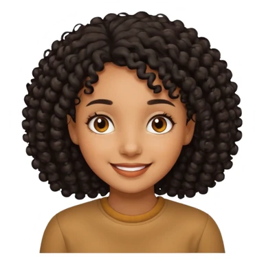 Brown girl with black curly hair smiling  sticker
