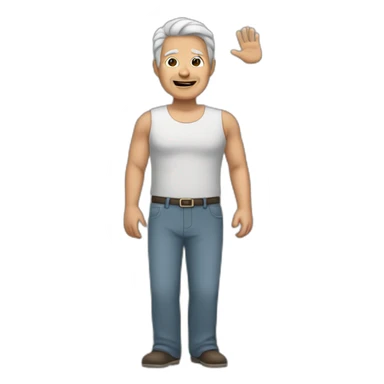 man 63 old with black hair and face and arms up sticker
