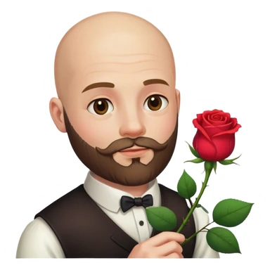 bald man with beard rose  sticker