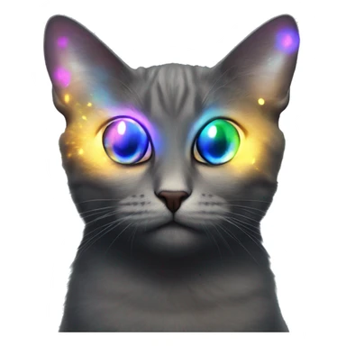 Dark iridescent butterfly glowing on top of cats head  sticker