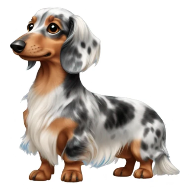 tri Merle long haired Dachshund full body sticker
