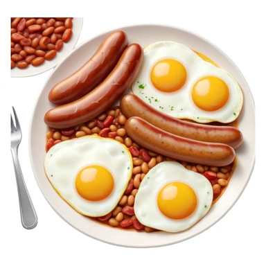 Cinematic Realistic English Breakfast Dish Emoji, showcasing a hearty ensemble of eggs, bacon, sausages, baked beans, and grilled tomatoes rendered with lifelike texture and vibrant, appetizing detail that exudes comforting tradition. sticker