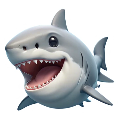 Cinematic Cute Yawning Great White Shark Portrait Emoji, Head tilted slightly with a dramatic, wide-open yawn, showcasing its robust, streamlined form with a slightly open mouth revealing powerful jaws and sleepy, half-closed eyes, Simplified yet irresistibly adorable features, highly detailed, glowing with a soft, cozy oceanic glow, high shine, relaxed yet expressive, stylized with a hint of whimsical aquatic ease, soft glowing outline, capturing the essence of a drowsy yet affectionate great white shark that appears ready to stretch and yawn its way out of the screen! sticker