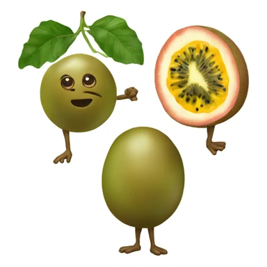 kiwi and passion fruit standing next to each other sticker