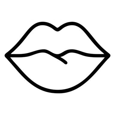 simple and clear icon of a kiss, minimal lines, no fill, outline style sticker