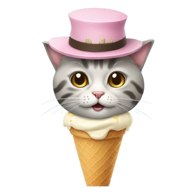 Cat with an ice cream hat and a long coat sticker