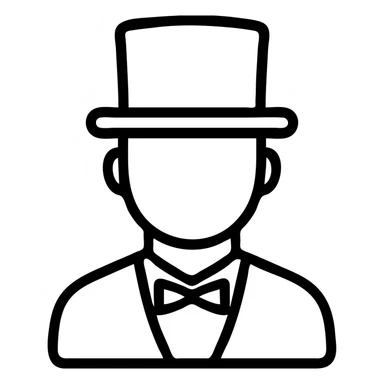man in a top hat, outlined icon sticker