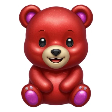 red glitter sweet bear Happy  sticker