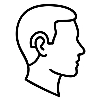 man with a visible hearing aid, outlined icon style sticker