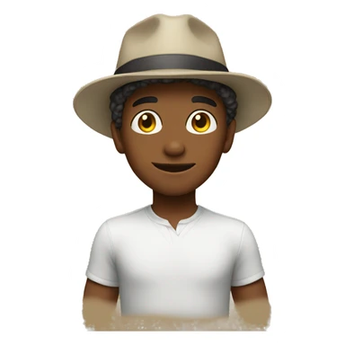 boy in hat with confidence sticker