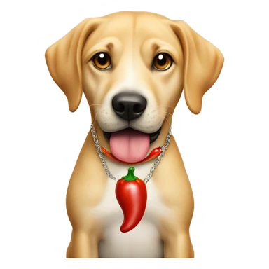 Dog with chili pepper necklace and cash on his mouth  sticker