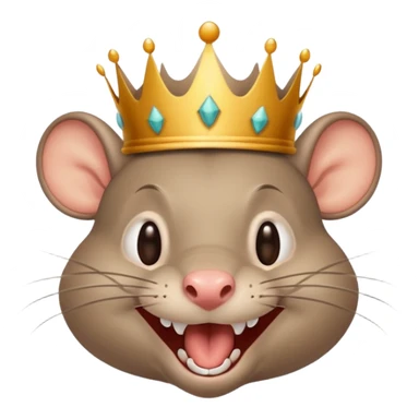 rat laughing like a villain in pleasure after stealing something with a crown sticker