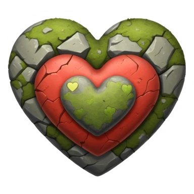 Slightly mossy heart shaped rock sticker