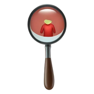 magnifying glass hovering over red shirt sticker