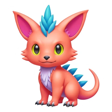 lush pastel-bright-vibrant warm-colored modern colorful neon-colored Fakémon-Digimon-Fionbri-Trico-creature sticker
