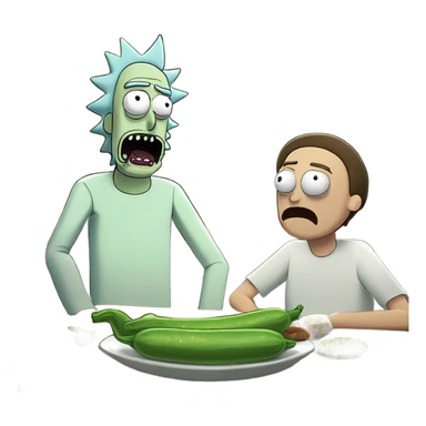 Rick and Morty eating pickle rick sticker