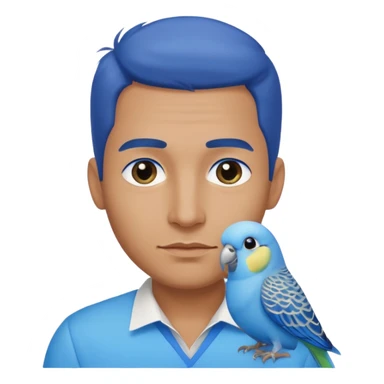 blue budgie parakeet with handsome Cuban man sticker