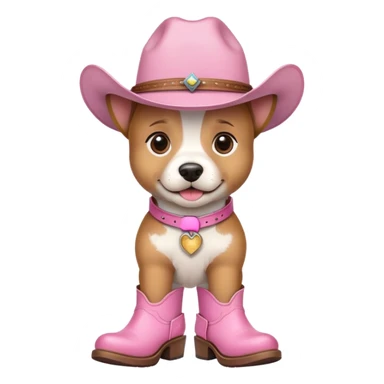 dog wearing cowboy hat and pink boots sticker
