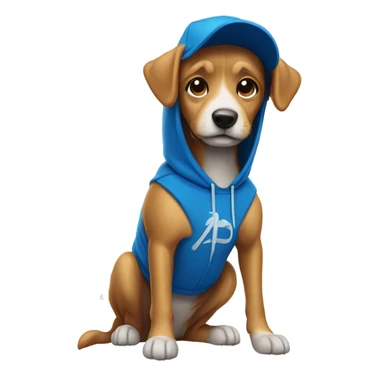 dog wearing a cap and a blue sp5der hoodie sticker