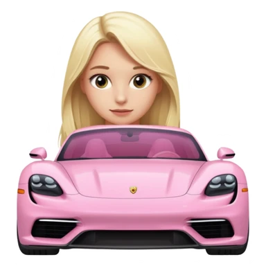 Pink porsche taycan with blonde girl in front of it sticker