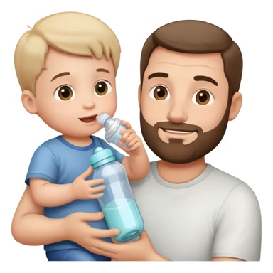 Father giving bottle sticker