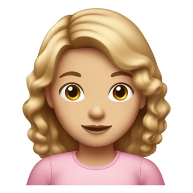 a girl with light brown hair and a pink shirt and a light pink bow in her hair sticker